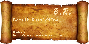 Bozsik Ruszlána névjegykártya